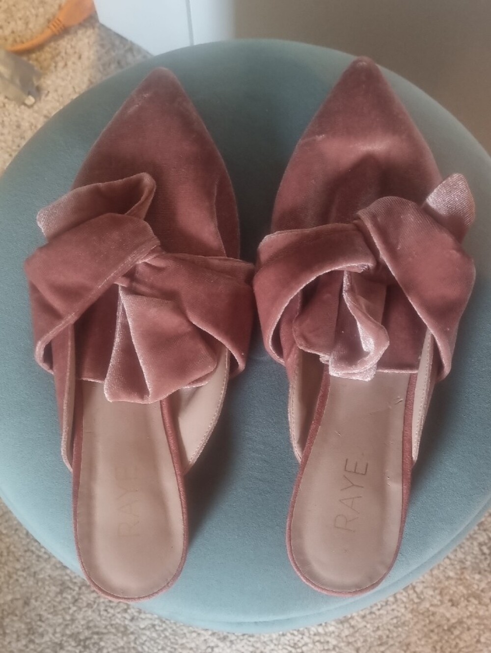 Raye Velvet pink bow mules size 9.5 - Picture 3 of 6